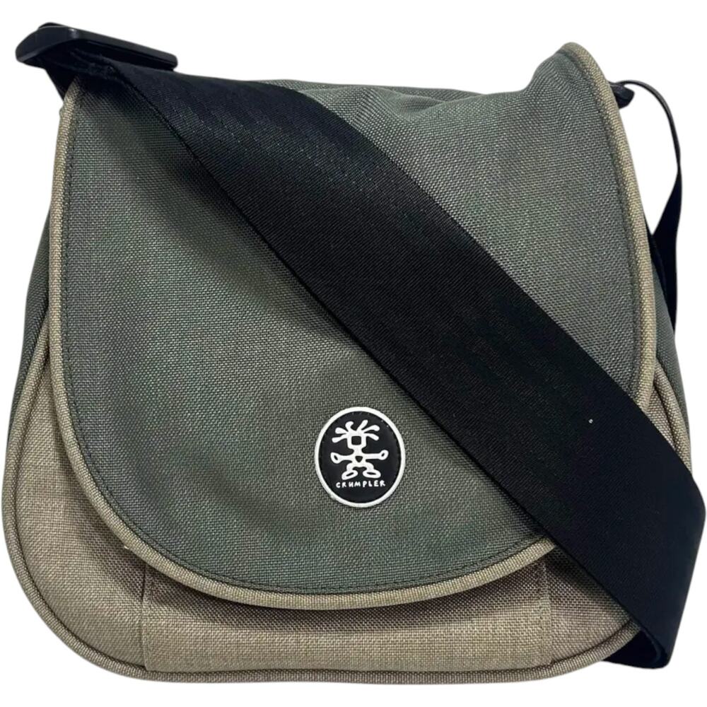 Crumpler Shoulder Photo Camera Bag Gray Canvas Velcro Flap Zip Closure Outdoors